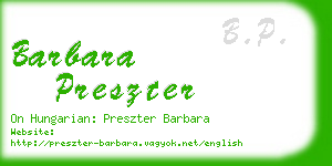 barbara preszter business card